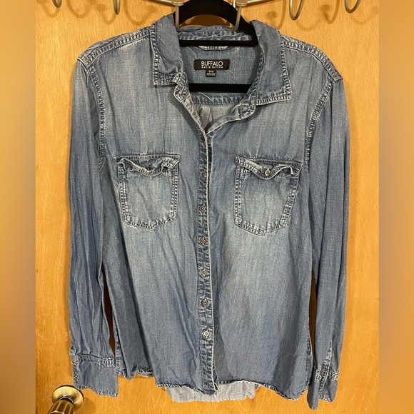 BUFFALO - Blue Faded Front Button Denim Shirt - Picture 2 of 6